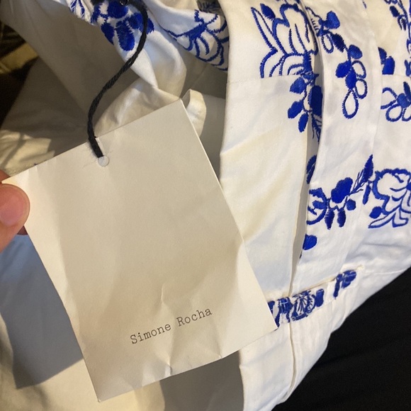 $995 Simone Rocha Belted Embroidered Cotton-blend Straight-leg Pants In White - Picture 10 of 10